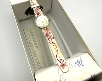 Vintage Swatch Watch "Motherly" Boxed Set w/Glass Flower Vase (2004)