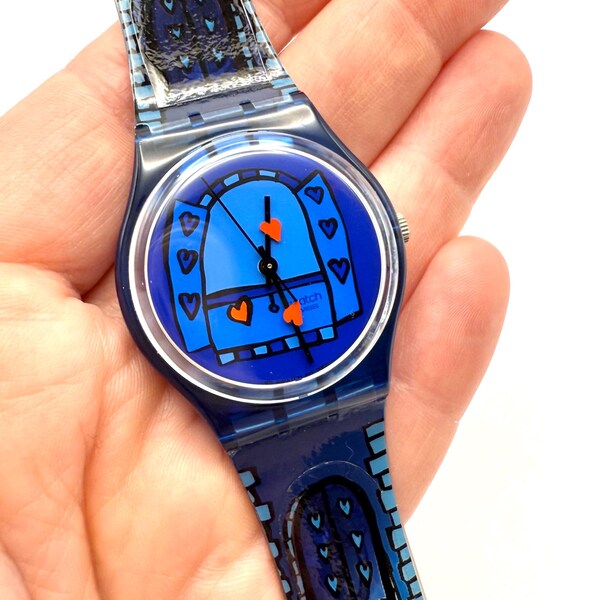 Pack de cortinas de ducha con reloj Swatch vintage "Amour" (2001)