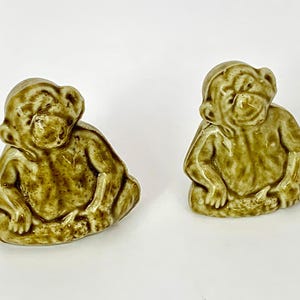 2 Vintage Wade Chimpanzee Monkey England Miniature Figurines Whimsical Collectible