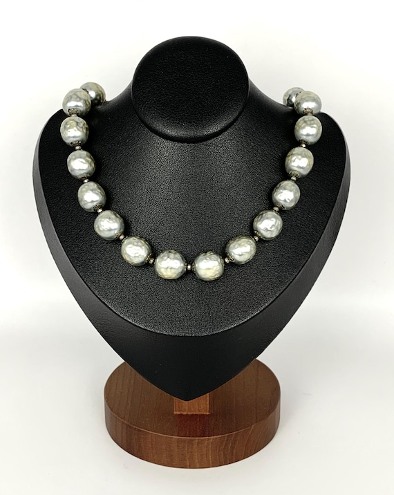 Vintage Designer Miriam Haskell Baroque Silver Pe… - image 1