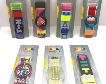 Vintage POP SWATCH Bands From The 90s - Brand New In Sealed Blister Packs - 7 Varieties