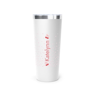 Tumbler Personalized Copper Vacuum Insulated Mug, 22oz Cherry & Cherry Blossoms , Gift for Her, Custom Name Cup, Travel Drinkware,