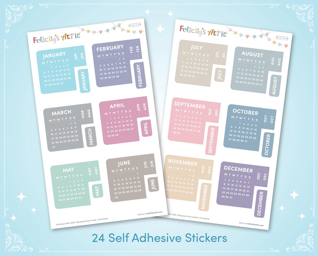 2026 Calendar Tab Stickers: Monthly Planner Dividers, Natural Colors - Etsy