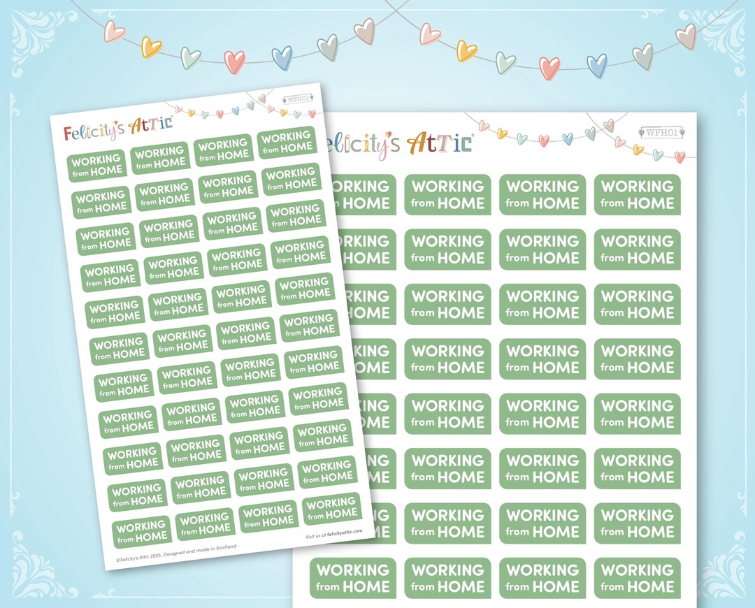 Working From Home Planner Stickers: Soft Green Labels - Etsy