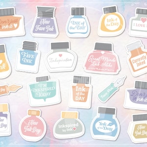 Füllfederhalter Tintenfläschchen Sticker: Pastellfarben, Planer Sticker