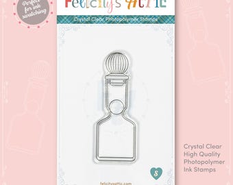 Clear Ink Bottle Shaped Stamp for ink swatching, creative journaling
