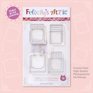 Clear Ink Bottle Shaped Custom Stamps for Ink Swatching, Journaling, scrapbooking