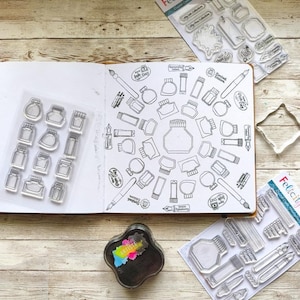 clear polymer ink stamps for fountain pen ink colour swatching and indexing, creative journaling