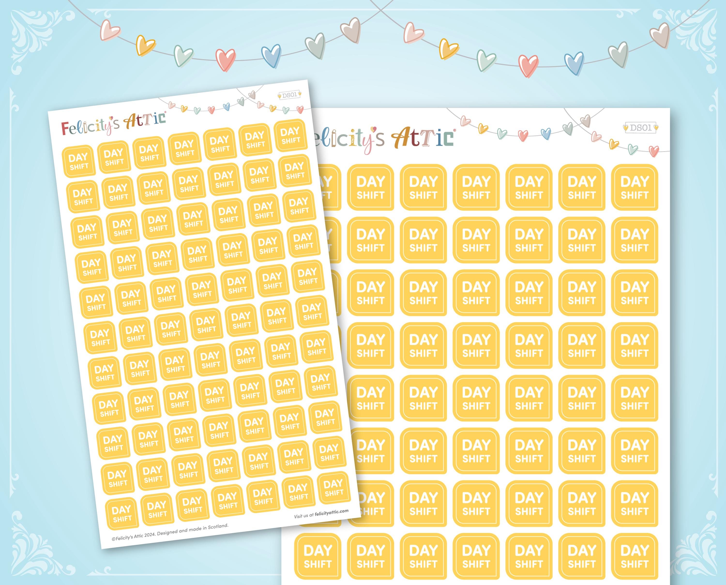 Day Shift Planner Stickers: Soft Pastel Rounded Labels