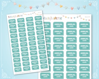 Annual Leave Planner Stickers: Pastel Aqua Journal Stickers