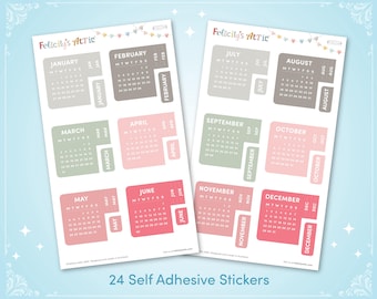 2025 Monthly Calendar Tab Stickers: Pastel Planner Dividers