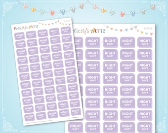 Night Shift Planner Stickers: Soft Pastel Purple, 55 Labels