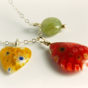 Millefiori Sterling Silver Charm Necklace Citrus Colors image 1