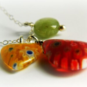 Millefiori Sterling Silver Charm Necklace Citrus Colors image 4