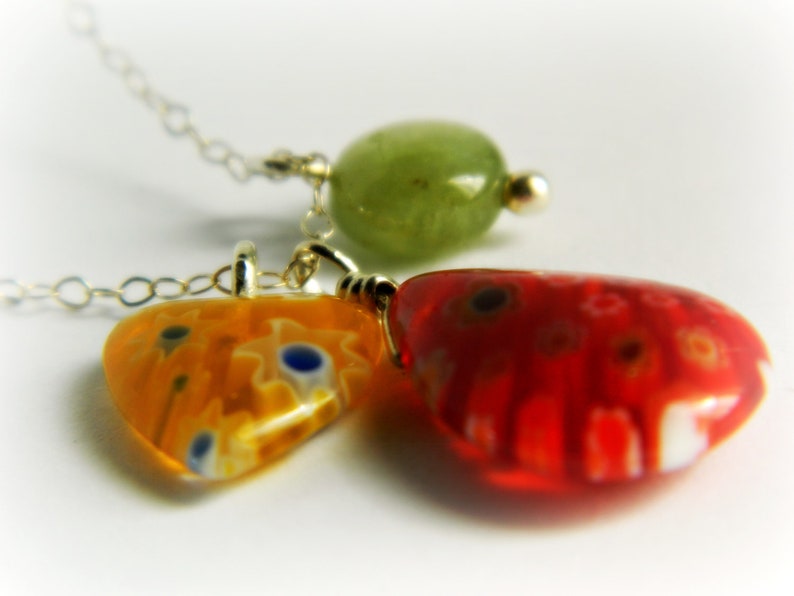 Millefiori Sterling Silver Charm Necklace Citrus Colors image 4