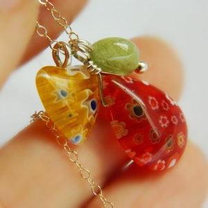 Millefiori Sterling Silver Charm Necklace Citrus Colors image 3