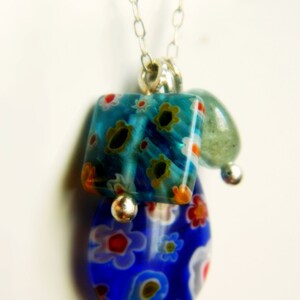 Millefiori Sterling Silver Charm Necklace Citrus Colors image 5