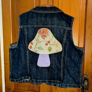 Mushroom Denim Vest - Etsy