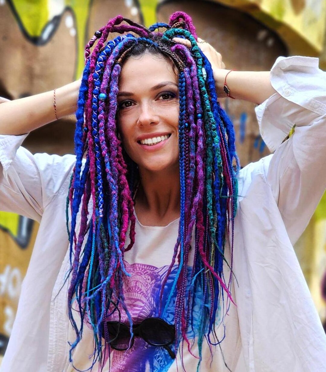 Violet, Pink, Green, Blue Dreadlock Extensions for Unique  display picture 1