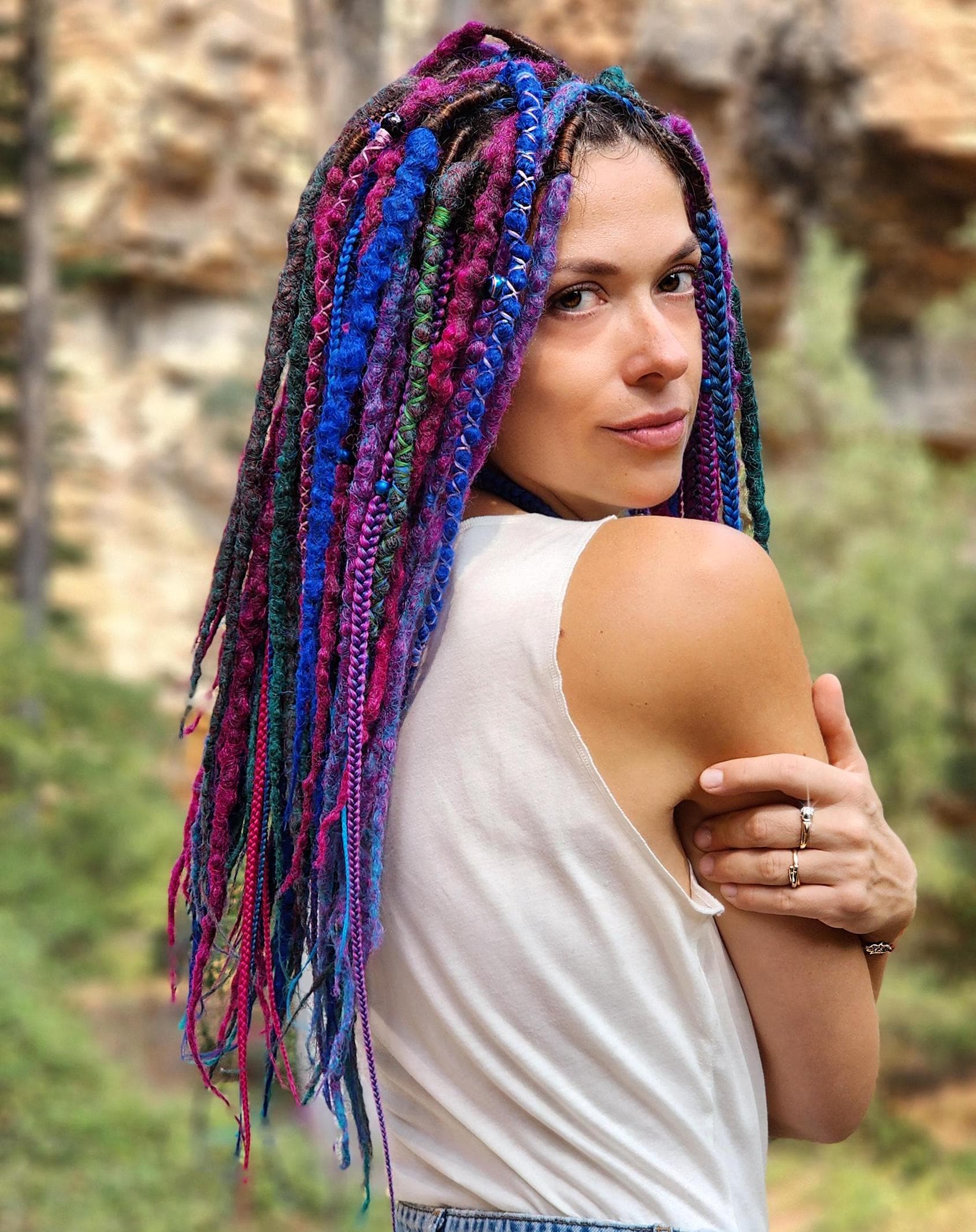 Purple Green Red Dreads Dreadlocks Hair Extensions ?@zengypsyyy let me put have my vision ? ?@chromadaddy  main image 2
