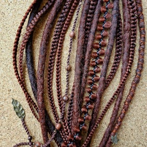 Gember paardenstaartdread extensions op elastische band, haarstukje met synthetische gembervlechten, handgemaakte dreads op haarband, paardenstaartomslag