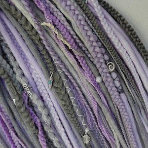 Purple Dreads, Lavender Braids in Dreads, Synthetic Dreadlock Extensions, Boho Lavender Dreads, Pastel Dreadlocks, Unique Hair Extensions