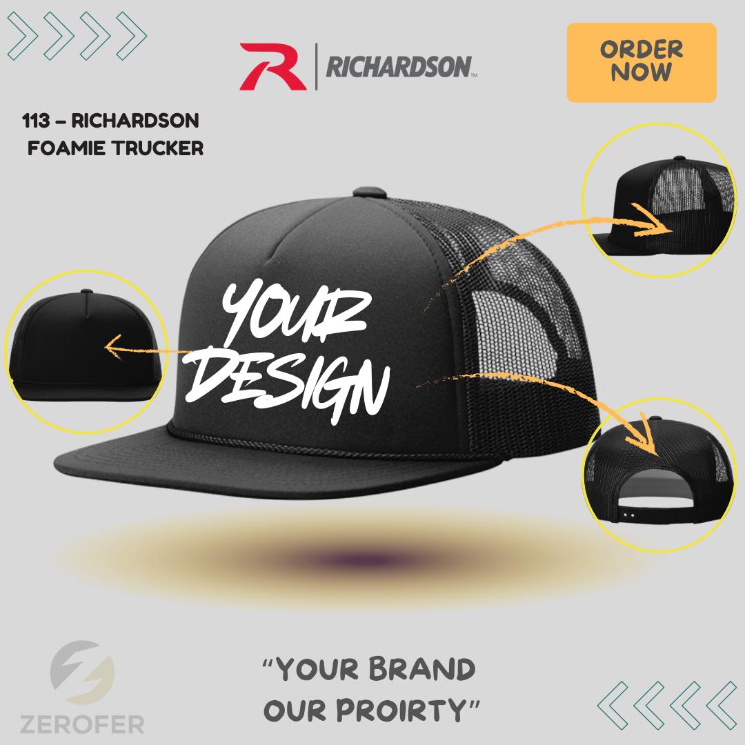 Single Hat or Bulk Order, Flat Brim Foam Hats, Embroidered on Mesh