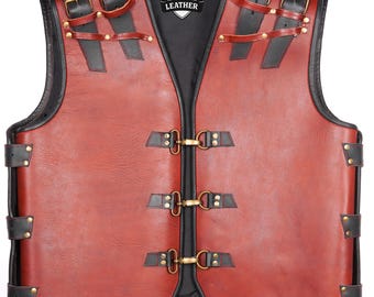 Men's Motorcycle Style Biker Vest Real 3MM Thick Real Cow Leather Motorbike Vest