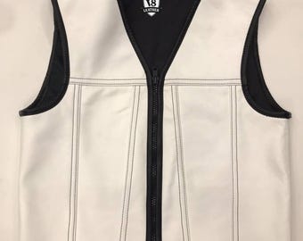 Men's Handmade Biker Vest Custom Motorcycle Vest White Real Cowhide Leather Vest