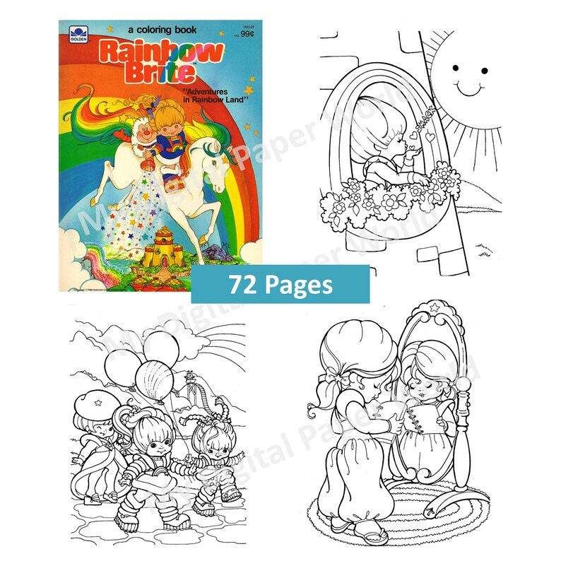 Rainbow Brite Coloring Book, Vintage Book to Color, Instant Download ...