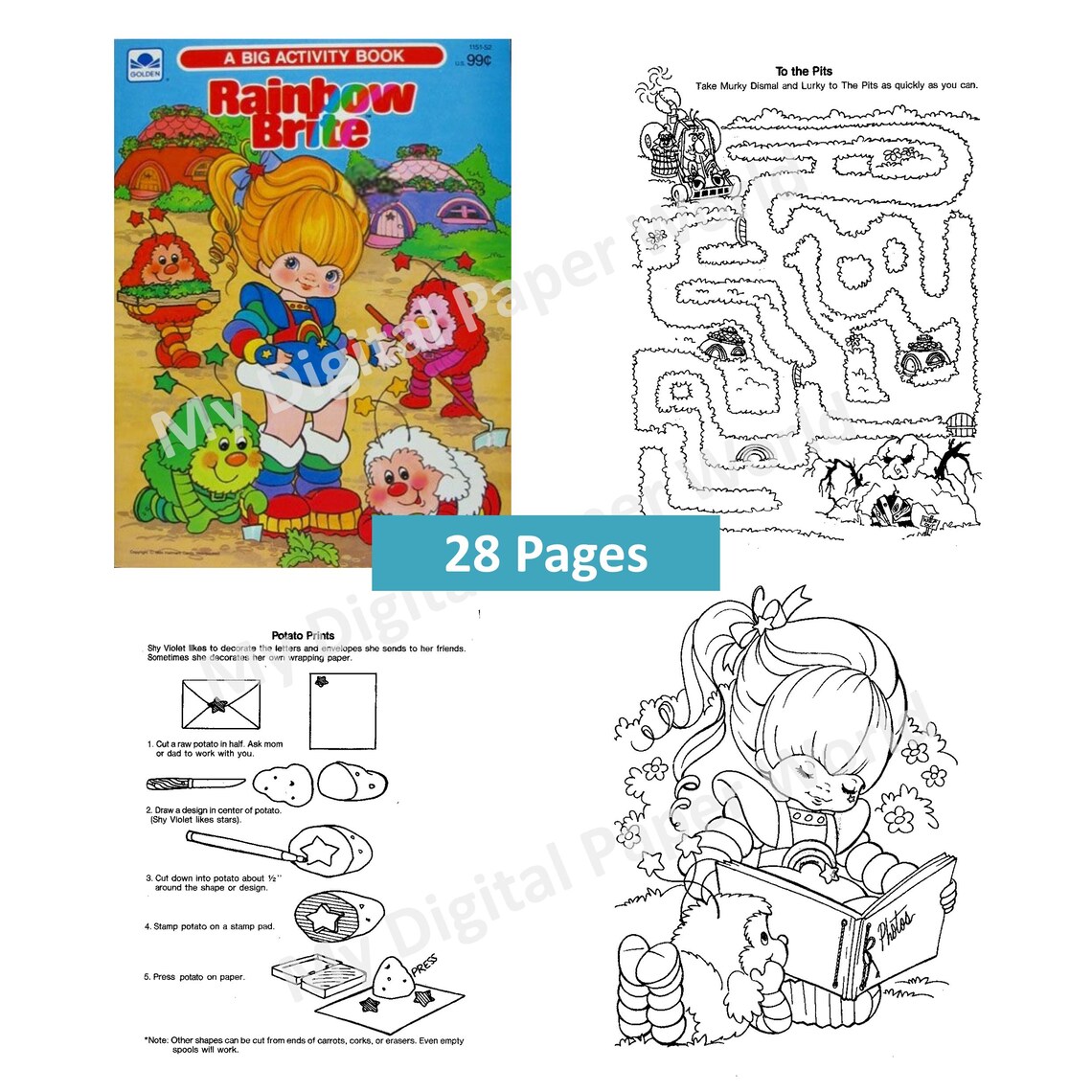 Rainbow Brite Coloring Book, Vintage Activity Book to Color, Instant ...