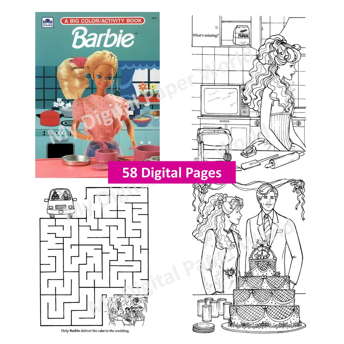 BARBIE Coloring Book, Vintage Book to Color, Instant Download, PDF - Etsy