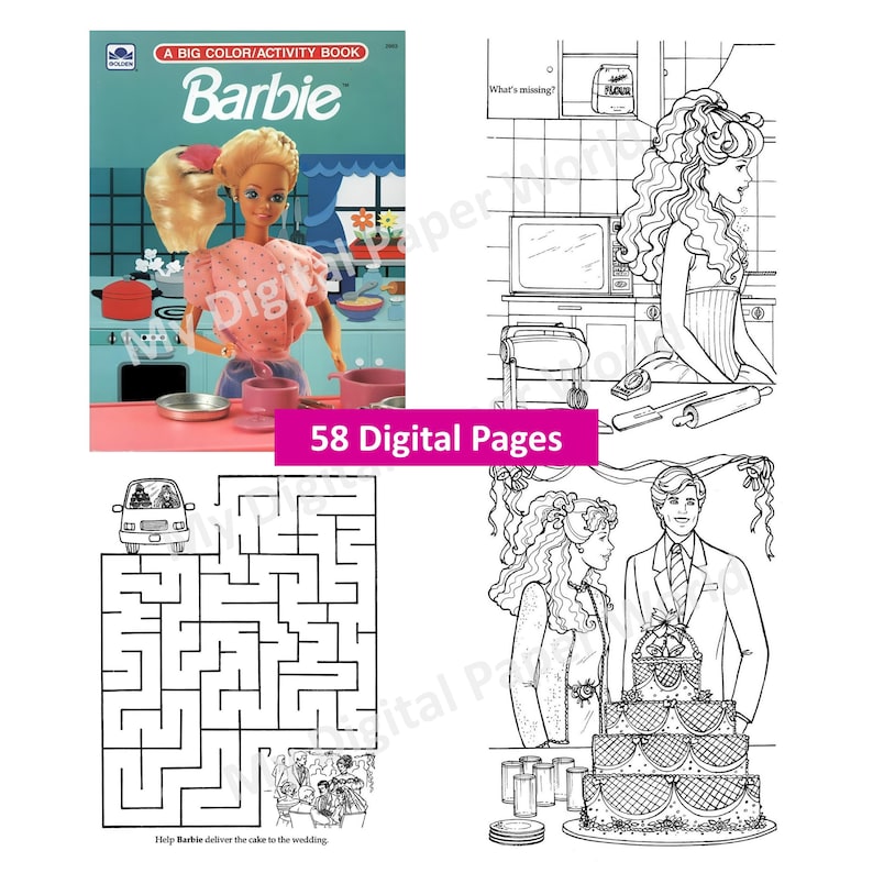 BARBIE Coloring Book, Vintage Book to Color, Instant Download, PDF - Etsy