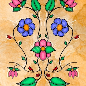 Ojibwe Design Wall Art | Ojibwe Floral | DIGITAL DOWNLOAD | Printable Wall Art | Wall Decor | Digital File | Indigenous Made