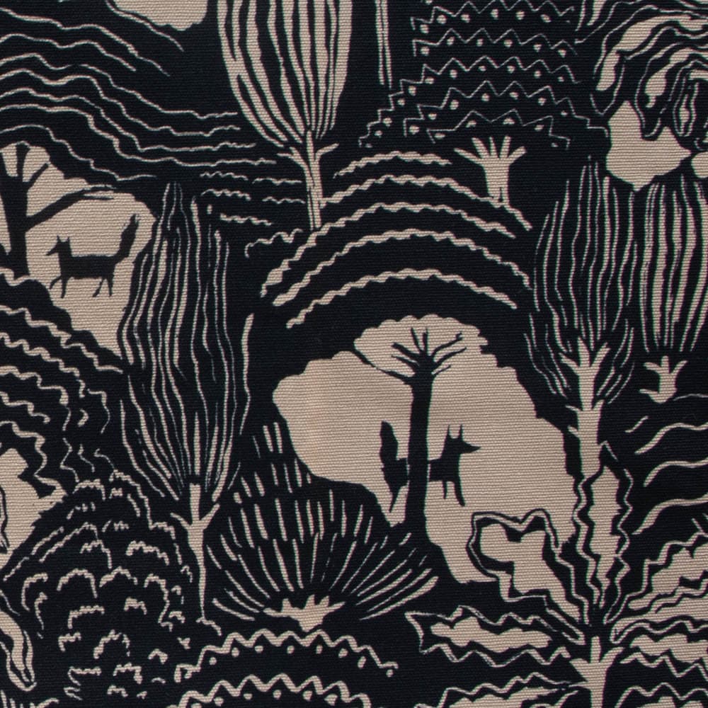 Birch Organic Canvas, Large Fox Forest in Tea, There Was a Fox by Emily Isabella,by the half-yard