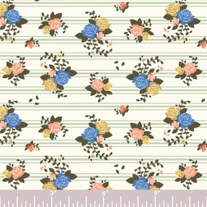 Birch Organic Fabric, Rosette Stripes, Pirouette ,by the half-yard