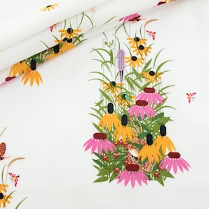 Birch Organic Fabric, Wildflowers, Summer by Charlie Harper, by the half-yard