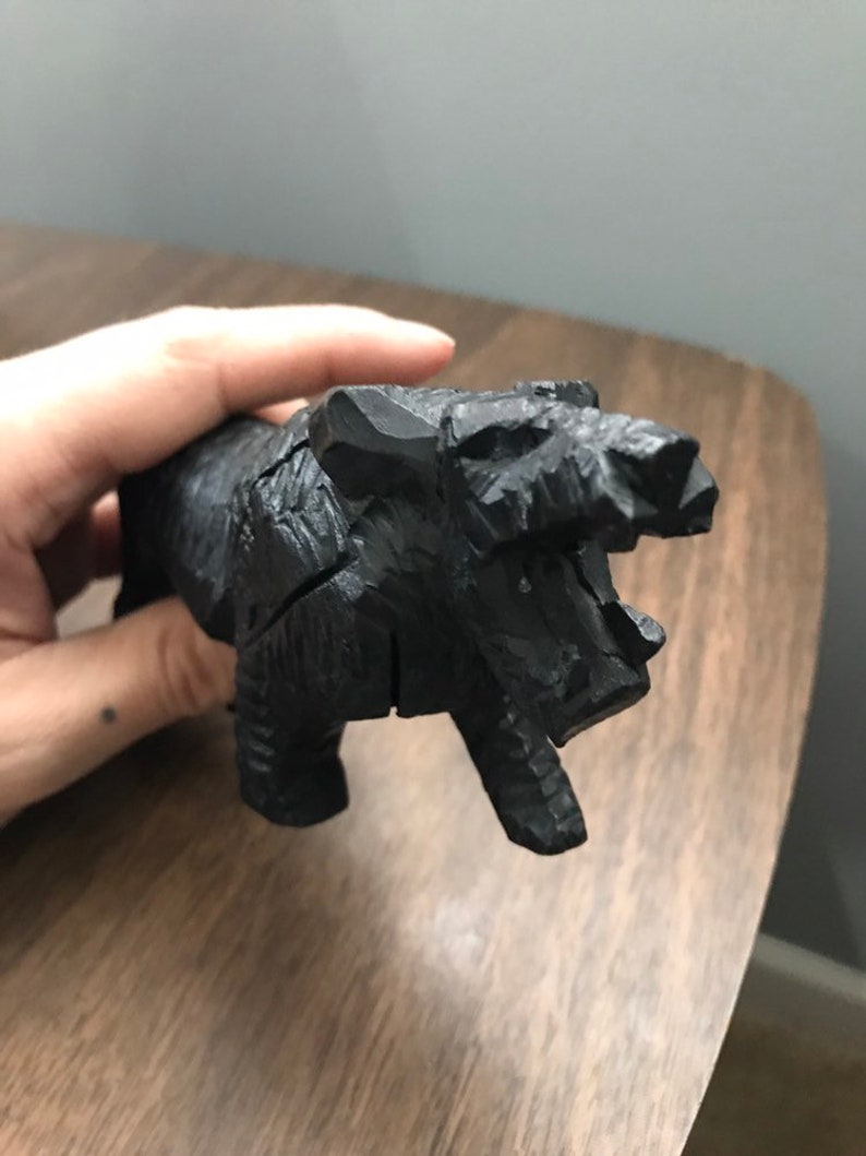 Vintage Hand Carved Ironwood Male Lion Figurine Sculpture African Teak