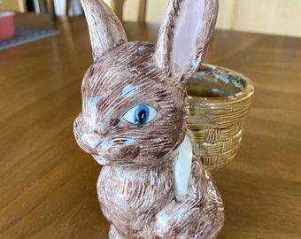 Vintage Bunny Planter Easter Hare Succulent Cacti 1980s Peter Rabbit Garden Plants Basket Ceramic