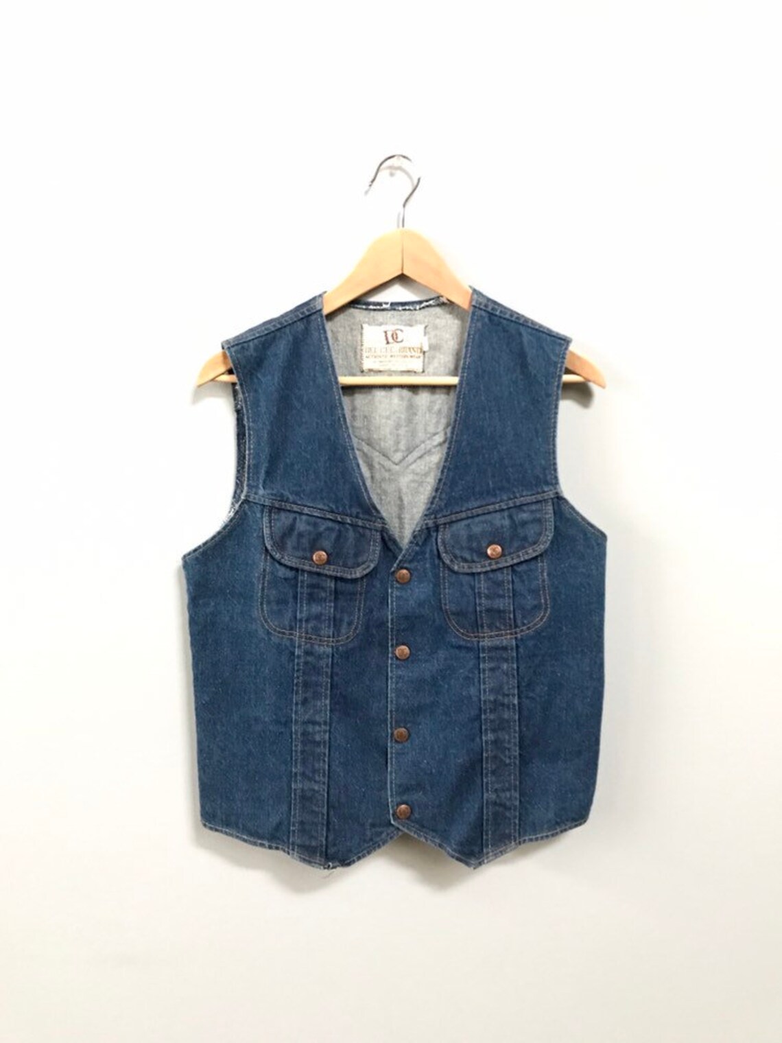 Dee Cee Brand Denim Vest Size 40 Large Made in USA Vintage - Etsy