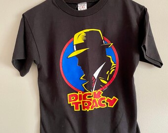 Vintage Dick Tracy T-Shirt Harvey Comics Size Youth XL Made in USA Single Stitch 80s Mint
