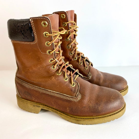 caravan Verder Toneelschrijver Vintage Timberland Boots Leather 1980s Work Made in USA Size - Etsy