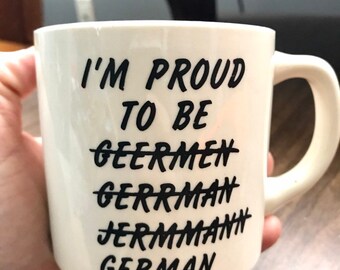 Vintage German Heritage Comedy Spelling Mug Coffee Tea Made in USA