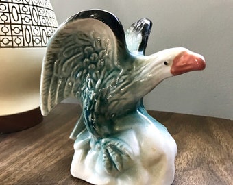 Vintage American Eagle Sculpture Figurine Ceramic Porcelain Amazing Colors USA 60s MCM