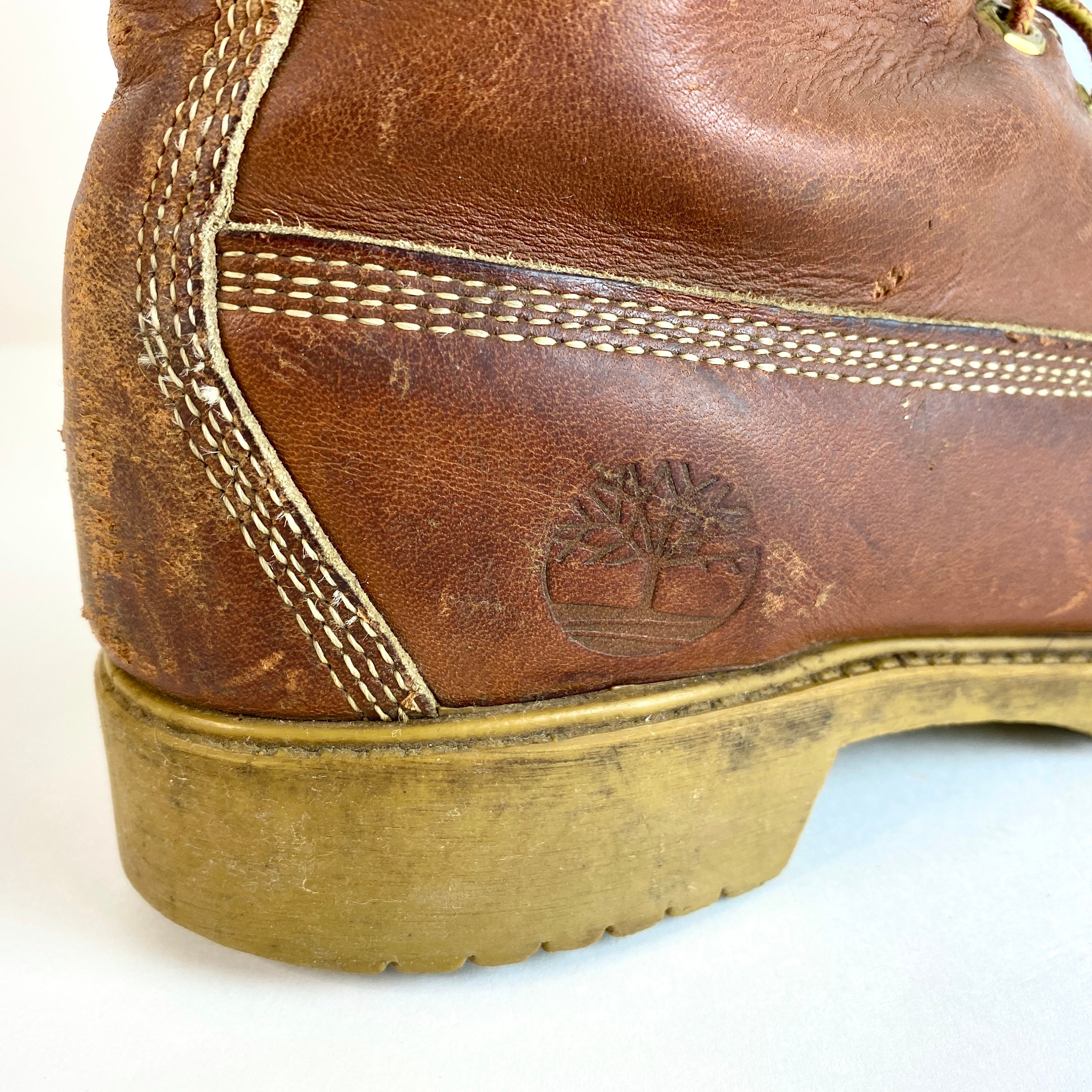 Vintage Timberland Boots Leather 1980s Work Made in USA Size US 7W