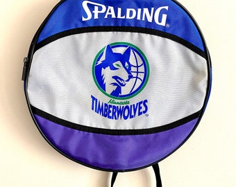 Vintage Minnesota Timberwolves Spalding Brand Backpack NBA 1990s Round Kevin Garnett Made in Korea