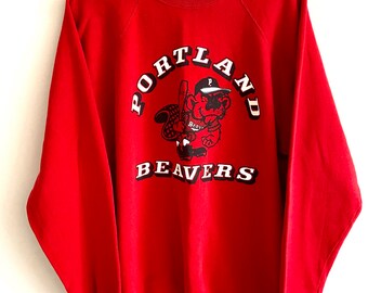 Vintage Portland Beavers Sweatshirt 90s Minor League Baseball Made in USA Hanes XL Single Stitch Raglan