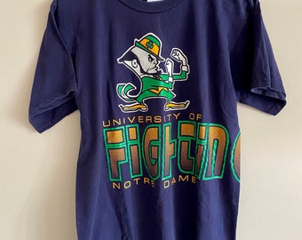Vintage University of Notre Dame Fighting Irish T-Shirt 1990s Size Large Made in USA Single Stitch