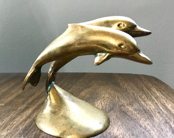 Vintage Brass Dolphins Figurine 1970s Elegant MCM Charming