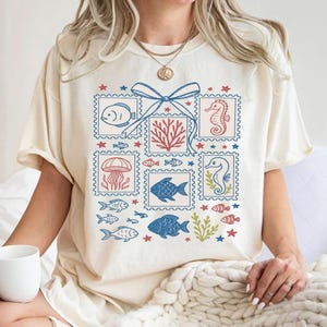 Fish Stamp Summer Shirt, Retro Fish Summer Vacation Shirt, Family Vacation Tee, Beach T-Shirt, Family Beach Trip, Vacation 2025 Trending Tee